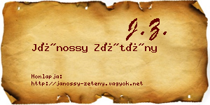 Jánossy Zétény névjegykártya